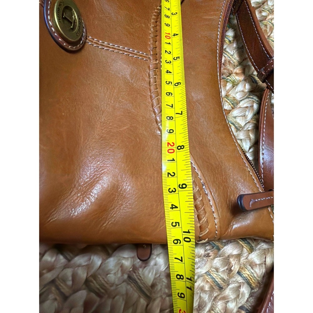 Tignanello Leather Crossbody Bag Brown Small Hobo Shoulder Purse RFID Brass Logo - Picture 16 of 16